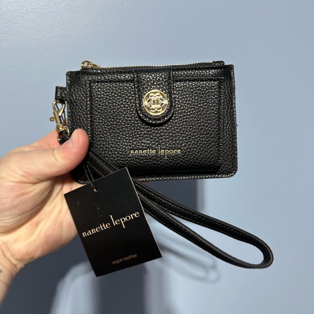 Nanette Lepore Black and Gold Wristlet